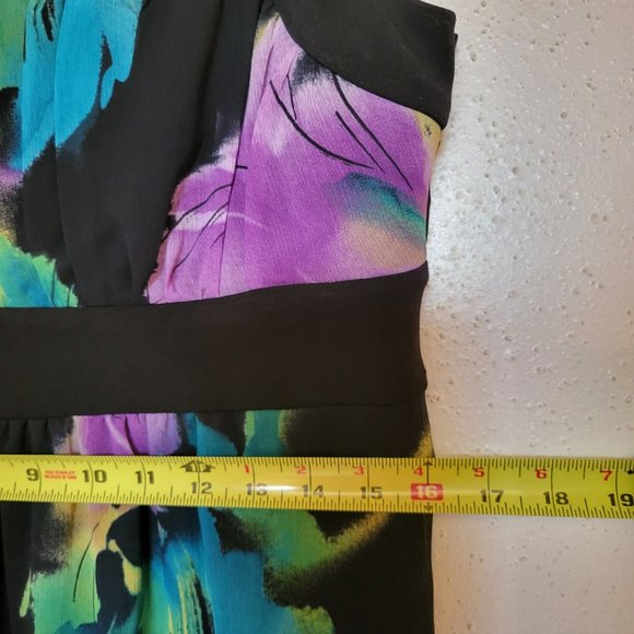 Enfocus Floral Black Crepe Petite Size 12 Maxi Dress - Picture 4 of 12